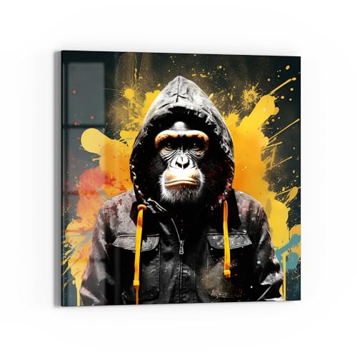 DEQOART Glasbild Echtglas | Motiv Kontrast der Wesen | quadratisch einteilig 50x50 cm | schöne Dekoration | Wandbild für Wohnzimmer, Schlafzimmer, Flur & Küche | moderne Wanddeko von DEQOART