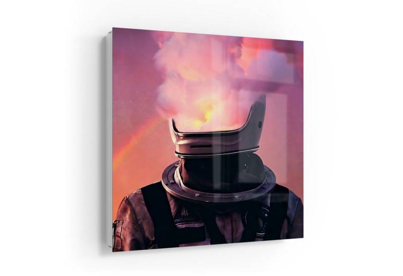 DEQOART Schlüsselkasten 'Astronautenträumerei', Glas Schlüsselbox modern magnetisch beschreibbar von DEQOART
