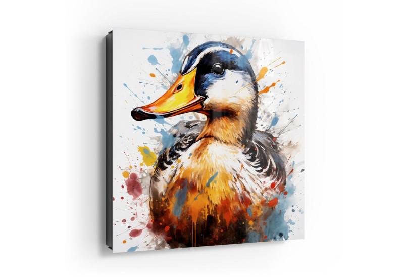 DEQOART Schlüsselkasten 'Ente im Farbenrausch', Glas Schlüsselbox modern magnetisch beschreibbar von DEQOART