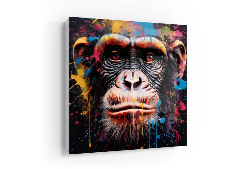 DEQOART Schlüsselkasten 'Schimpanse im Farbtaumel', Glas Schlüsselbox modern magnetisch beschreibbar von DEQOART