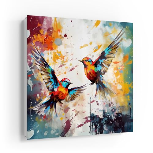 DEQOART Schlüsselkasten weiß | 30x30 cm | Motiv Farbflügel im Duett | Glas & Metall Schlüssel-Box | Schlüsselschrank mit 50 Haken + 2 Magnete | Moderne Design Box magnetisch & beschreibbar von DEQOART