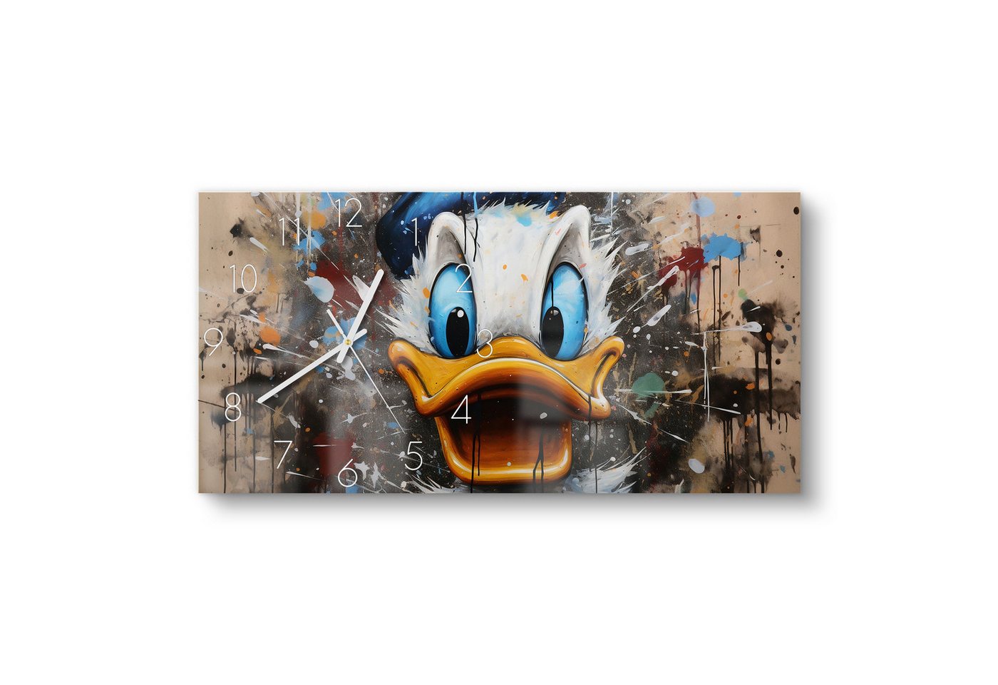 DEQOART Wanduhr 'Buntes Entenabenteuer' (Glas Glasuhr modern Wand Uhr Design Küchenuhr) von DEQOART