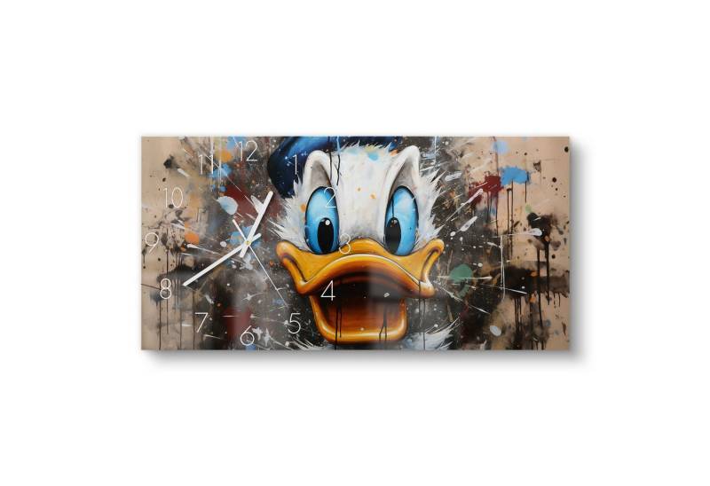 DEQOART Wanduhr 'Buntes Entenabenteuer' (Glas Glasuhr modern Wand Uhr Design Küchenuhr) von DEQOART