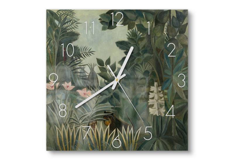 DEQOART Wanduhr 'Dschungel Versteck' (Glas Glasuhr modern Wand Uhr Design Küchenuhr) von DEQOART