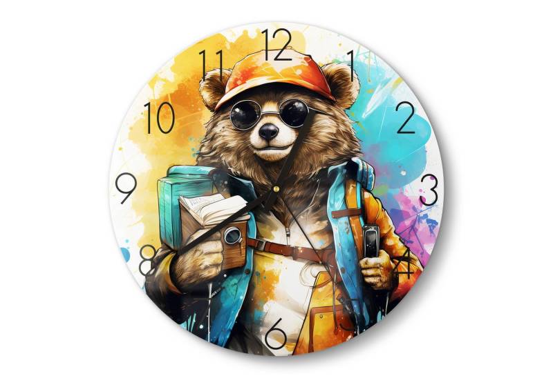 DEQOART Wanduhr 'Entdeckergeist in Farben' (Glas Glasuhr modern Wand Uhr Design Küchenuhr) von DEQOART