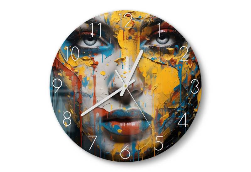 DEQOART Wanduhr 'Farbige Seelenlandschaft' (Glas Glasuhr modern Wand Uhr Design Küchenuhr) von DEQOART