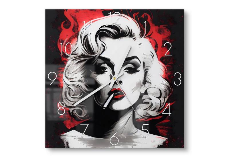 DEQOART Wanduhr 'Flammen der Ikone' (Glas Glasuhr modern Wand Uhr Design Küchenuhr) von DEQOART