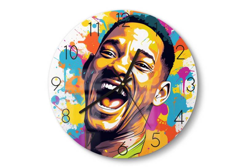 DEQOART Wanduhr 'Freude in Farben' (Glas Glasuhr modern Wand Uhr Design Küchenuhr) von DEQOART