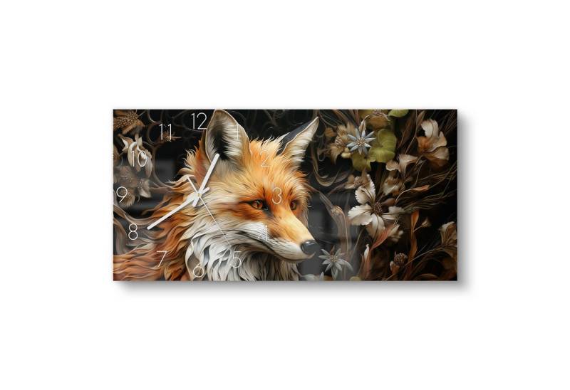 DEQOART Wanduhr 'Fuchs im Blütenmeer' (Glas Glasuhr modern Wand Uhr Design Küchenuhr) von DEQOART