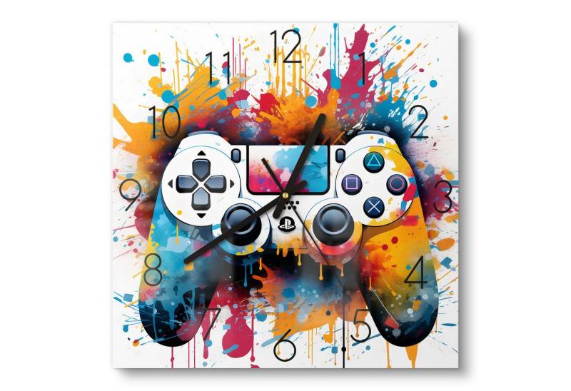 DEQOART Wanduhr 'Game-Rausch in Farbe' (Glas Glasuhr modern Wand Uhr Design Küchenuhr) von DEQOART