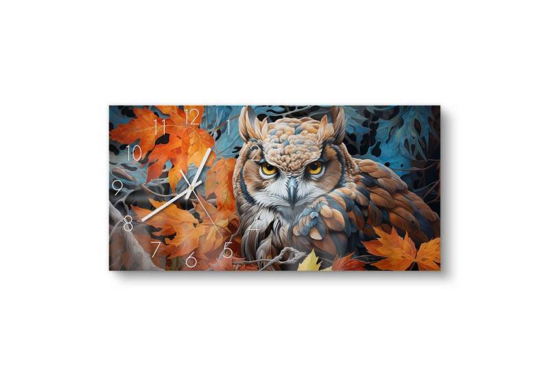 DEQOART Wanduhr 'Herbstlicher Wächter' (Glas Glasuhr modern Wand Uhr Design Küchenuhr) von DEQOART