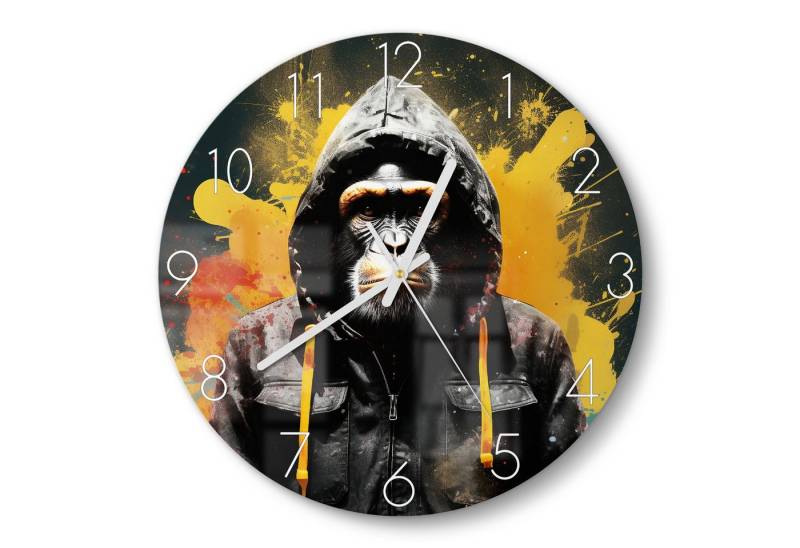 DEQOART Wanduhr 'Kontrast der Wesen' (Glas Glasuhr modern Wand Uhr Design Küchenuhr) von DEQOART