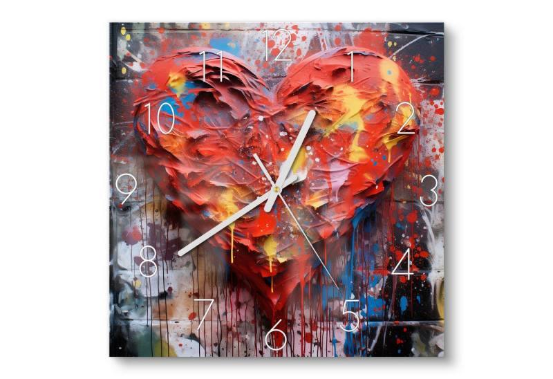 DEQOART Wanduhr 'Liebesexplosion' (Glas Glasuhr modern Wand Uhr Design Küchenuhr) von DEQOART