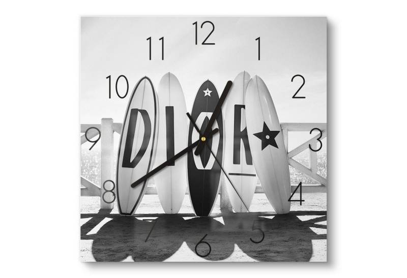 DEQOART Wanduhr 'Surfen mit Stil' (Glas Glasuhr modern Wand Uhr Design Küchenuhr) von DEQOART