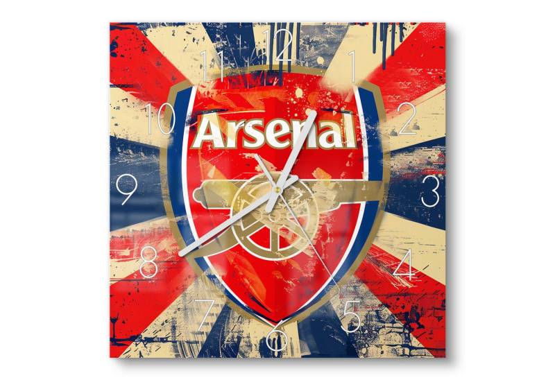 DEQOART Wanduhr 'Wappen FC Arsenal' (Glas Glasuhr modern Wand Uhr Design Küchenuhr) von DEQOART