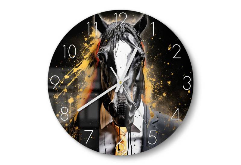 DEQOART Wanduhr 'Wilder Anzugträger' (Glas Glasuhr modern Wand Uhr Design Küchenuhr) von DEQOART