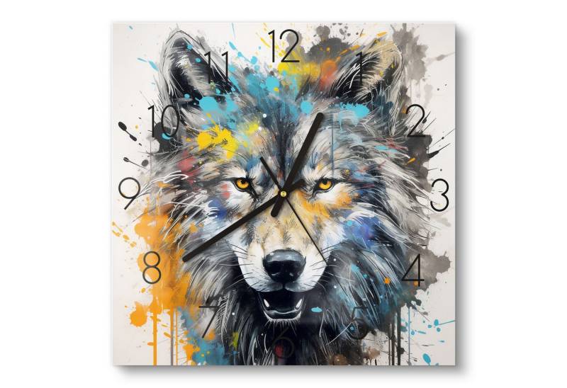 DEQOART Wanduhr 'Wildfarbenblick' (Glas Glasuhr modern Wand Uhr Design Küchenuhr) von DEQOART