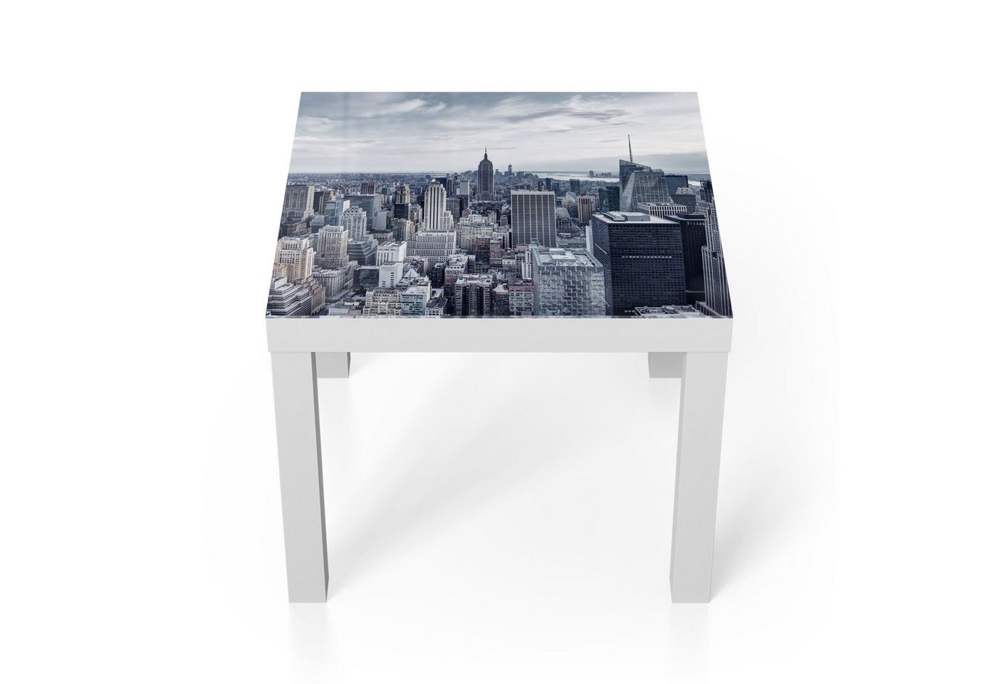 DEQORI Couchtisch 'Blaue Skyline New York', Glas Beistelltisch Glastisch modern von DEQORI