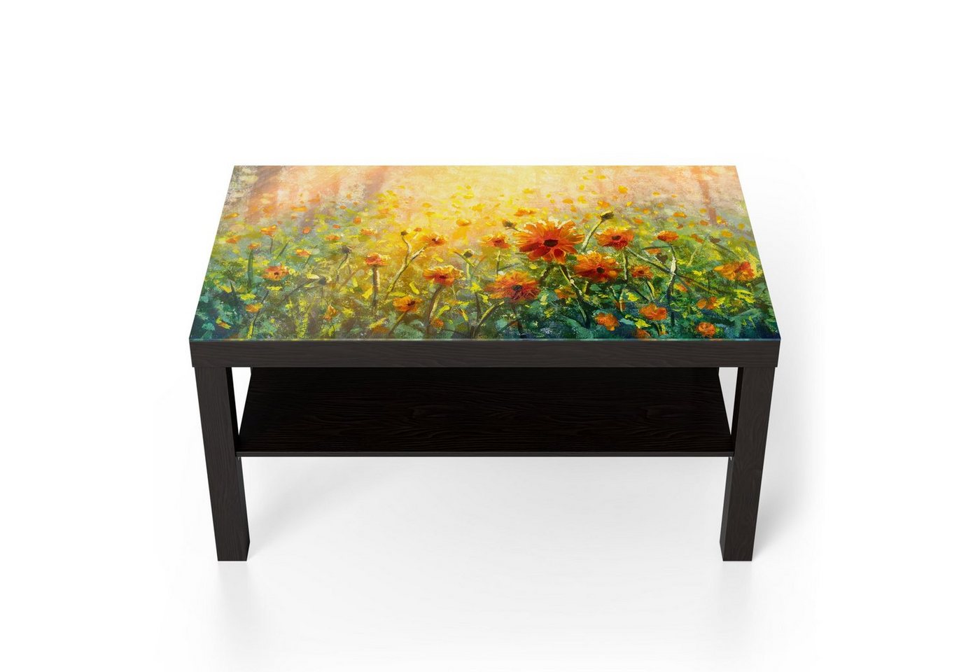 DEQORI Couchtisch 'Blumenwiese im Monet-Stil', Glas Beistelltisch Glastisch modern von DEQORI