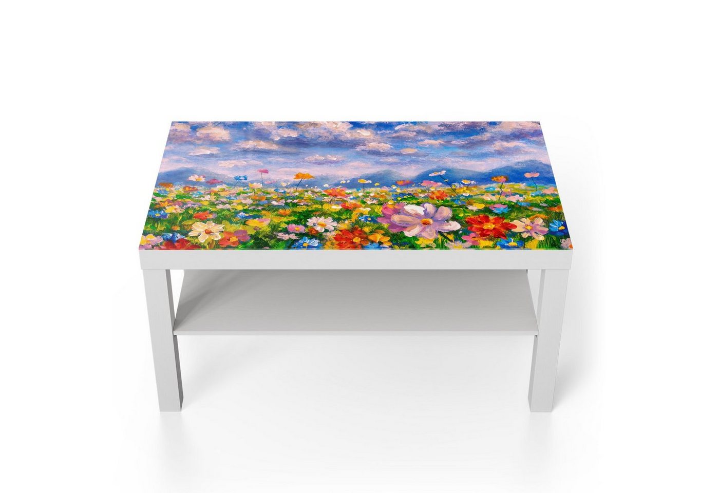 DEQORI Couchtisch 'Blumenwiese und Berge', Glas Beistelltisch Glastisch modern von DEQORI