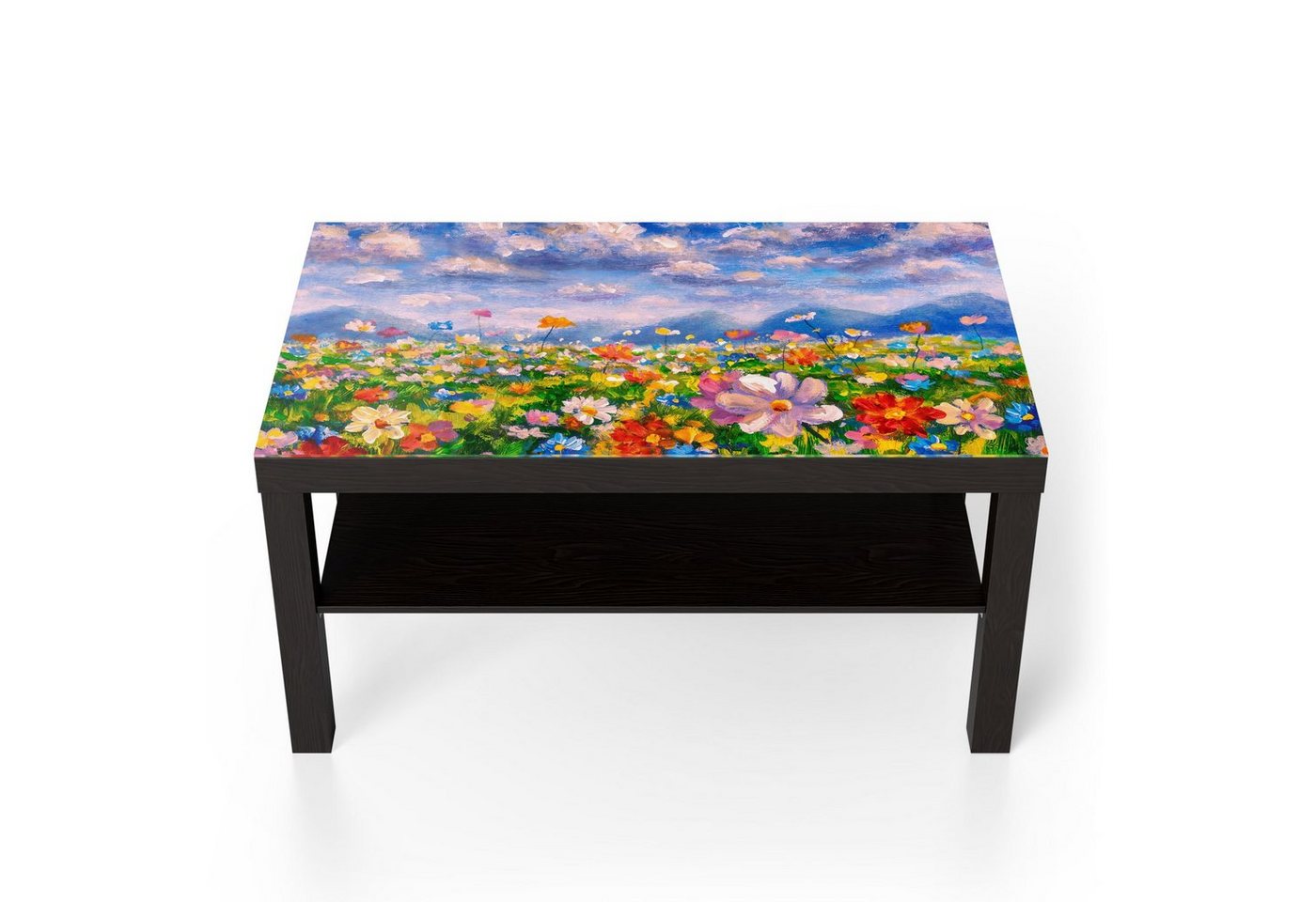 DEQORI Couchtisch 'Blumenwiese und Berge', Glas Beistelltisch Glastisch modern von DEQORI