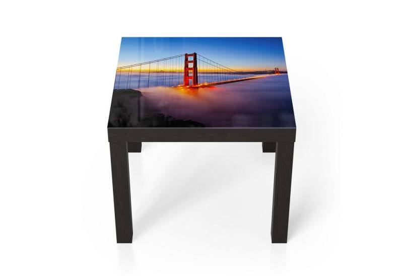 DEQORI Couchtisch 'Brücke im Nebelmorgen', Glas Beistelltisch Glastisch modern von DEQORI