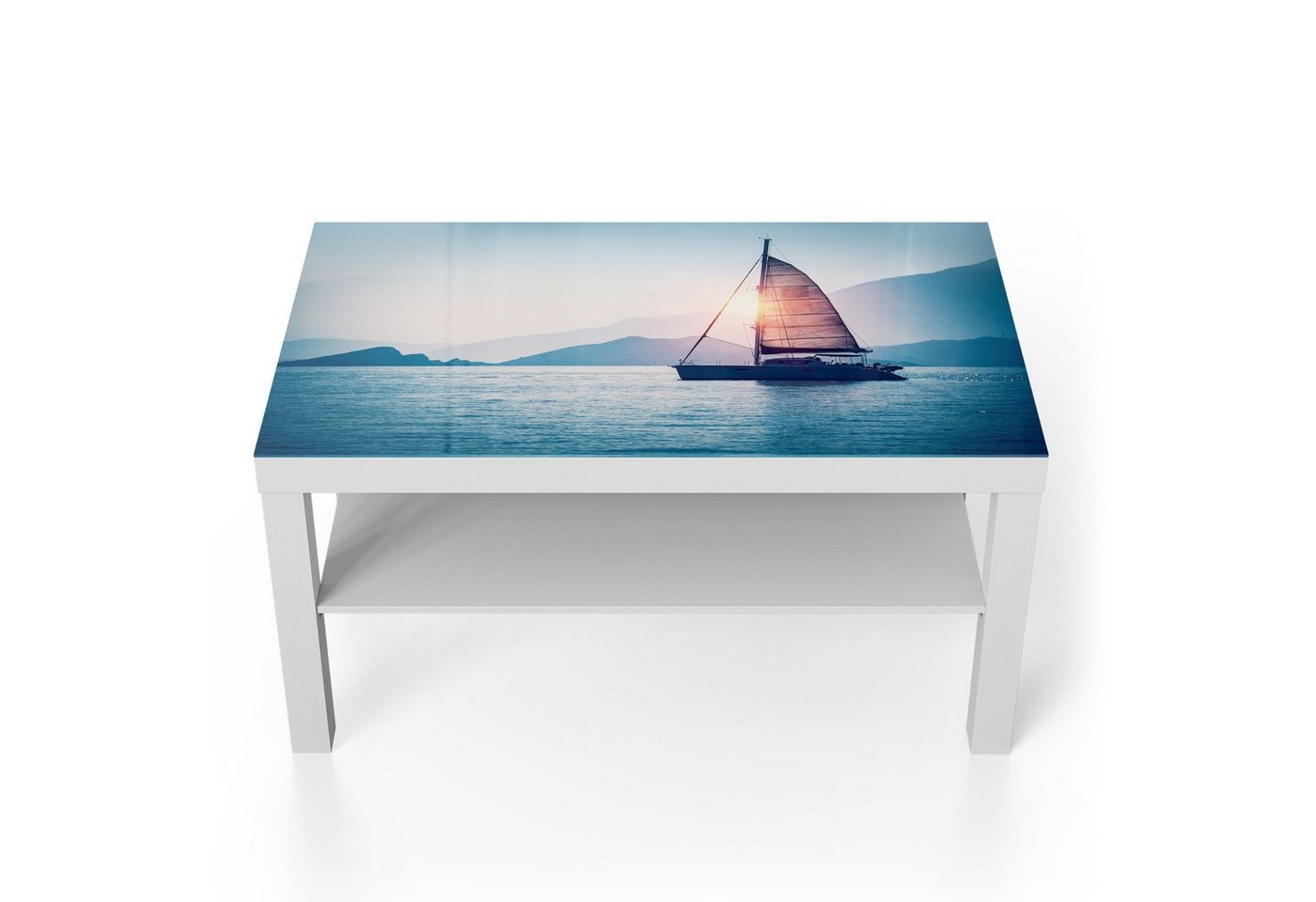 DEQORI Couchtisch 'Segelboot in Abendsonne', Glas Beistelltisch Glastisch modern von DEQORI