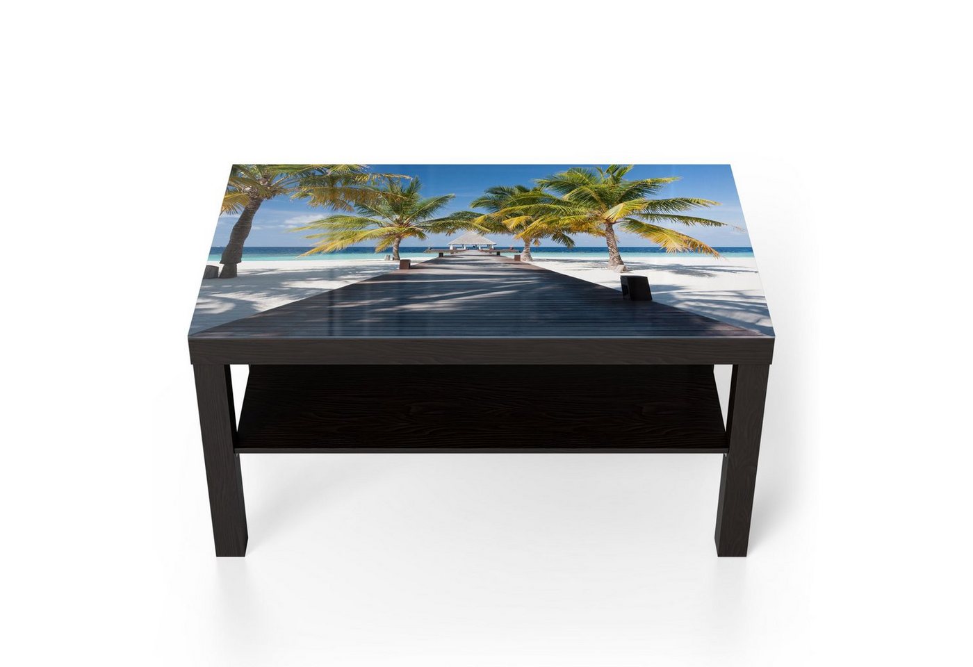 DEQORI Couchtisch 'Tropischer Strandaufgang', Glas Beistelltisch Glastisch modern von DEQORI