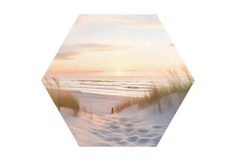 DEQORI Fototapete 'Abendruhe am Strand', Sechseckig, matte Leinwandstruktur, bedruckt, (1 St), selbstklebend Wandtattoo Motiv Wandtapete Wand Sticker Bild Tapete von DEQORI