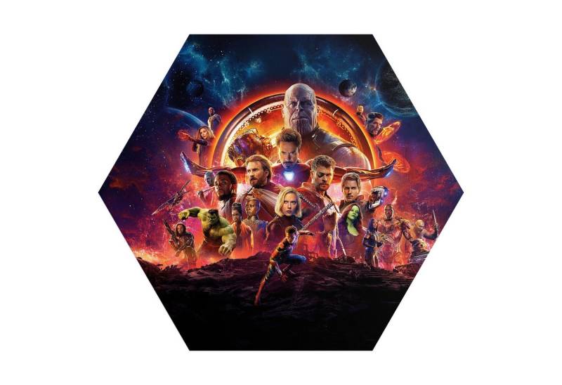 DEQORI Fototapete 'Avengers Infinity War', Sechseckig, matte Leinwandstruktur, bedruckt, (1 St), selbstklebend Wandtattoo Motiv Wandtapete Wand Sticker Bild Tapete von DEQORI