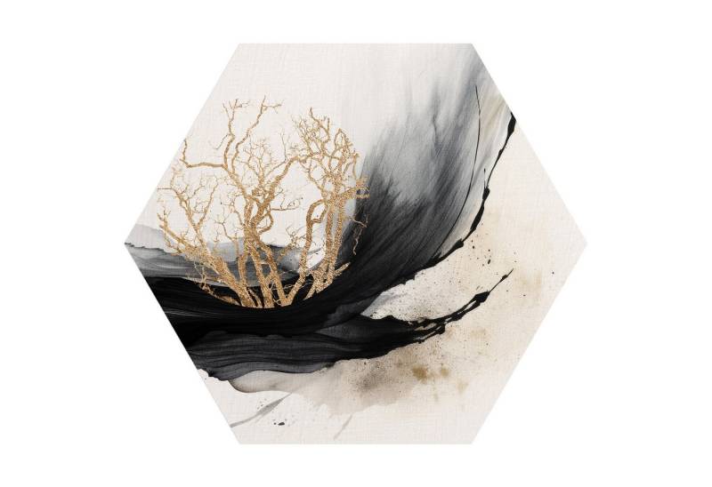 DEQORI Fototapete 'Baum der Elemente', Sechseckig, matte Leinwandstruktur, bedruckt, (1 St), selbstklebend Wandtattoo Motiv Wandtapete Wand Sticker Bild Tapete von DEQORI