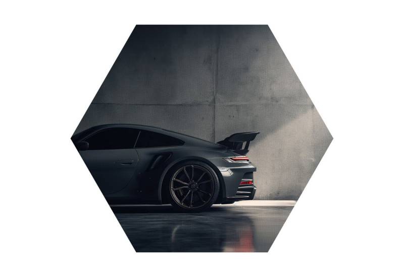 DEQORI Fototapete 'Beton und Benzin', Sechseckig, matte Leinwandstruktur, bedruckt, (1 St), selbstklebend Wandtattoo Motiv Wandtapete Wand Sticker Bild Tapete von DEQORI