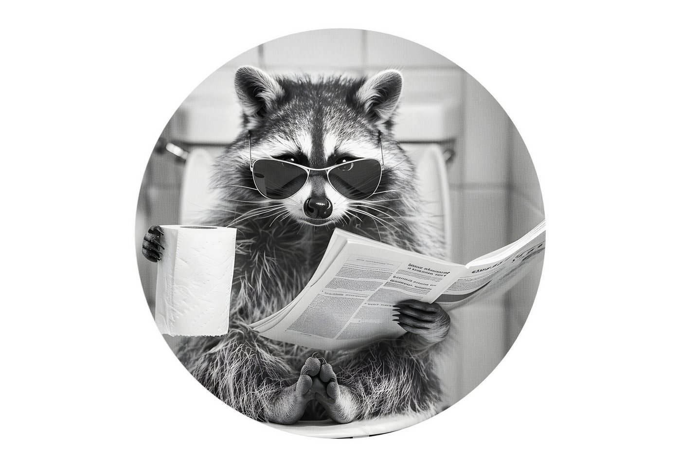 DEQORI Fototapete 'Der Klo-Kommandant', Rund, matte Leinwandstruktur, bedruckt, (1 St), selbstklebend Wandtattoo Motiv Wandtapete Wand Sticker Bild Tapete von DEQORI