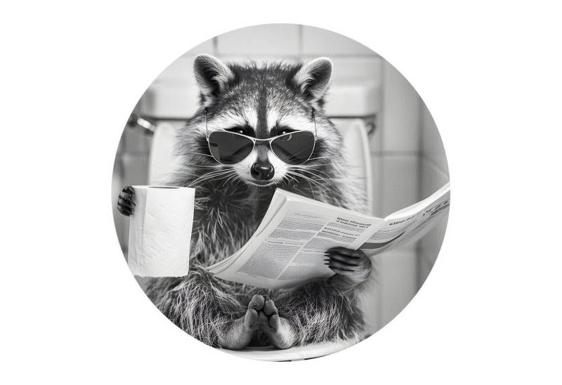 DEQORI Fototapete 'Der Klo-Kommandant', Rund, matte Leinwandstruktur, bedruckt, (1 St), selbstklebend Wandtattoo Motiv Wandtapete Wand Sticker Bild Tapete von DEQORI