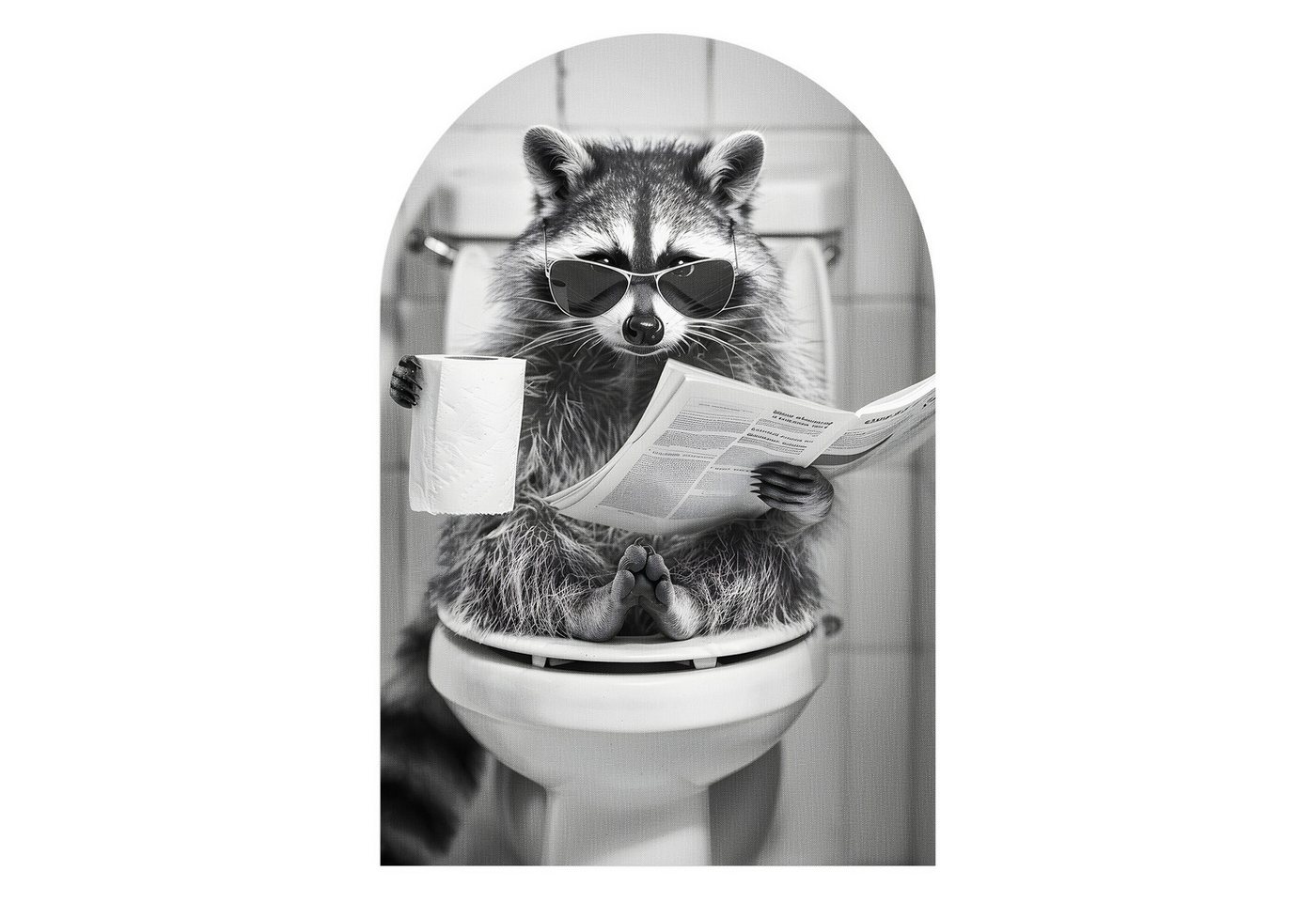 DEQORI Fototapete 'Der Klo-Kommandant', Rundbogen, matte Leinwandstruktur, bedruckt, (1 St), selbstklebend Wandtattoo Motiv Wandtapete Wand Sticker Bild Tapete von DEQORI