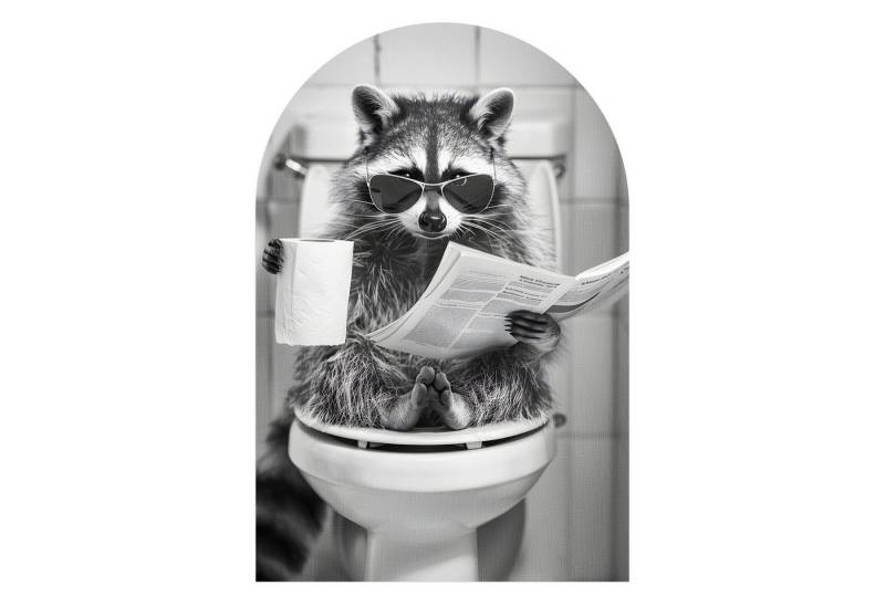 DEQORI Fototapete 'Der Klo-Kommandant', Rundbogen, matte Leinwandstruktur, bedruckt, (1 St), selbstklebend Wandtattoo Motiv Wandtapete Wand Sticker Bild Tapete von DEQORI