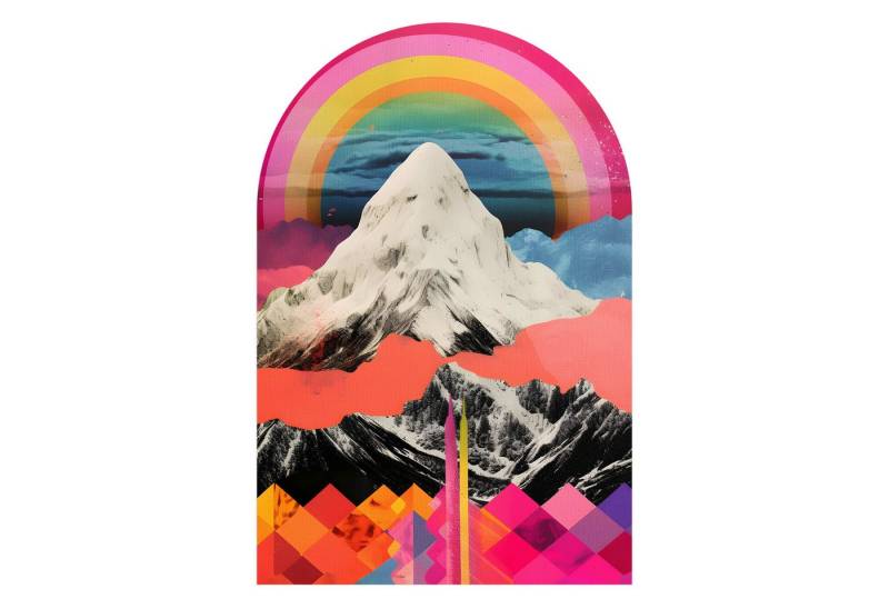 DEQORI Fototapete 'Farbenrausch im Gebirge', Rundbogen, matte Leinwandstruktur, bedruckt, (1 St), selbstklebend Wandtattoo Motiv Wandtapete Wand Sticker Bild Tapete von DEQORI