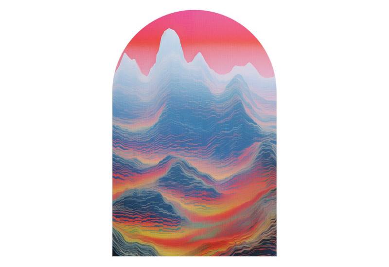 DEQORI Fototapete 'Farbflut im Gebirge', Rundbogen, matte Leinwandstruktur, bedruckt, (1 St), selbstklebend Wandtattoo Motiv Wandtapete Wand Sticker Bild Tapete von DEQORI