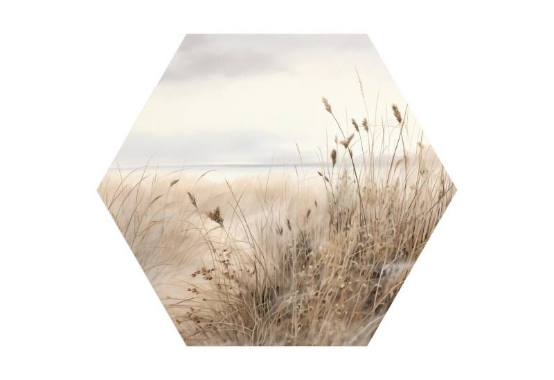 DEQORI Fototapete 'Flüstern im Dünengras', Sechseckig, matte Leinwandstruktur, bedruckt, (1 St), selbstklebend Wandtattoo Motiv Wandtapete Wand Sticker Bild Tapete von DEQORI