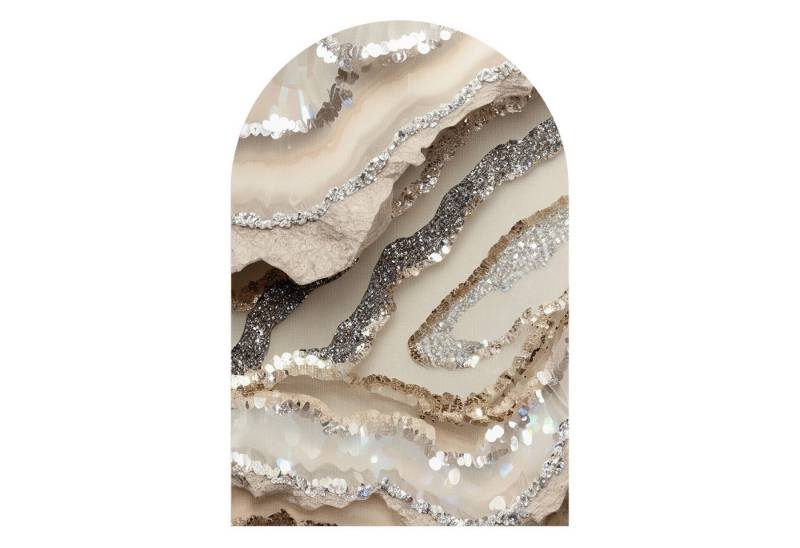 DEQORI Fototapete 'Funkelnde Steinpracht', Rundbogen, matte Leinwandstruktur, bedruckt, (1 St), selbstklebend Wandtattoo Motiv Wandtapete Wand Sticker Bild Tapete von DEQORI