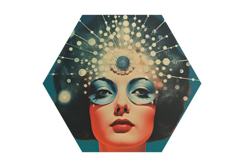 DEQORI Fototapete 'Galaktische Schönheit', Sechseckig, matte Leinwandstruktur, bedruckt, (1 St), selbstklebend Wandtattoo Motiv Wandtapete Wand Sticker Bild Tapete von DEQORI