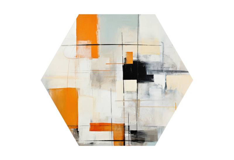 DEQORI Fototapete 'Geometrische Resonanz', Sechseckig, matte Leinwandstruktur, bedruckt, (1 St), selbstklebend Wandtattoo Motiv Wandtapete Wand Sticker Bild Tapete von DEQORI