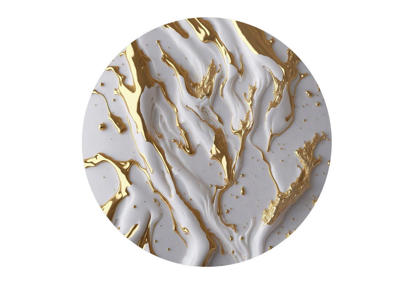 DEQORI Fototapete 'Goldene Fließkraft', Rund, matte Leinwandstruktur, bedruckt, (1 St), selbstklebend Wandtattoo Motiv Wandtapete Wand Sticker Bild Tapete von DEQORI