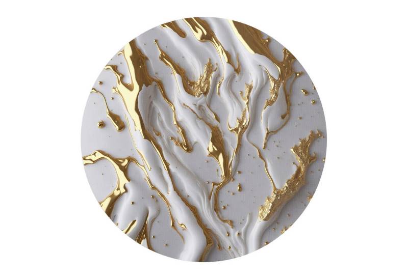 DEQORI Fototapete 'Goldene Fließkraft', Rund, matte Leinwandstruktur, bedruckt, (1 St), selbstklebend Wandtattoo Motiv Wandtapete Wand Sticker Bild Tapete von DEQORI