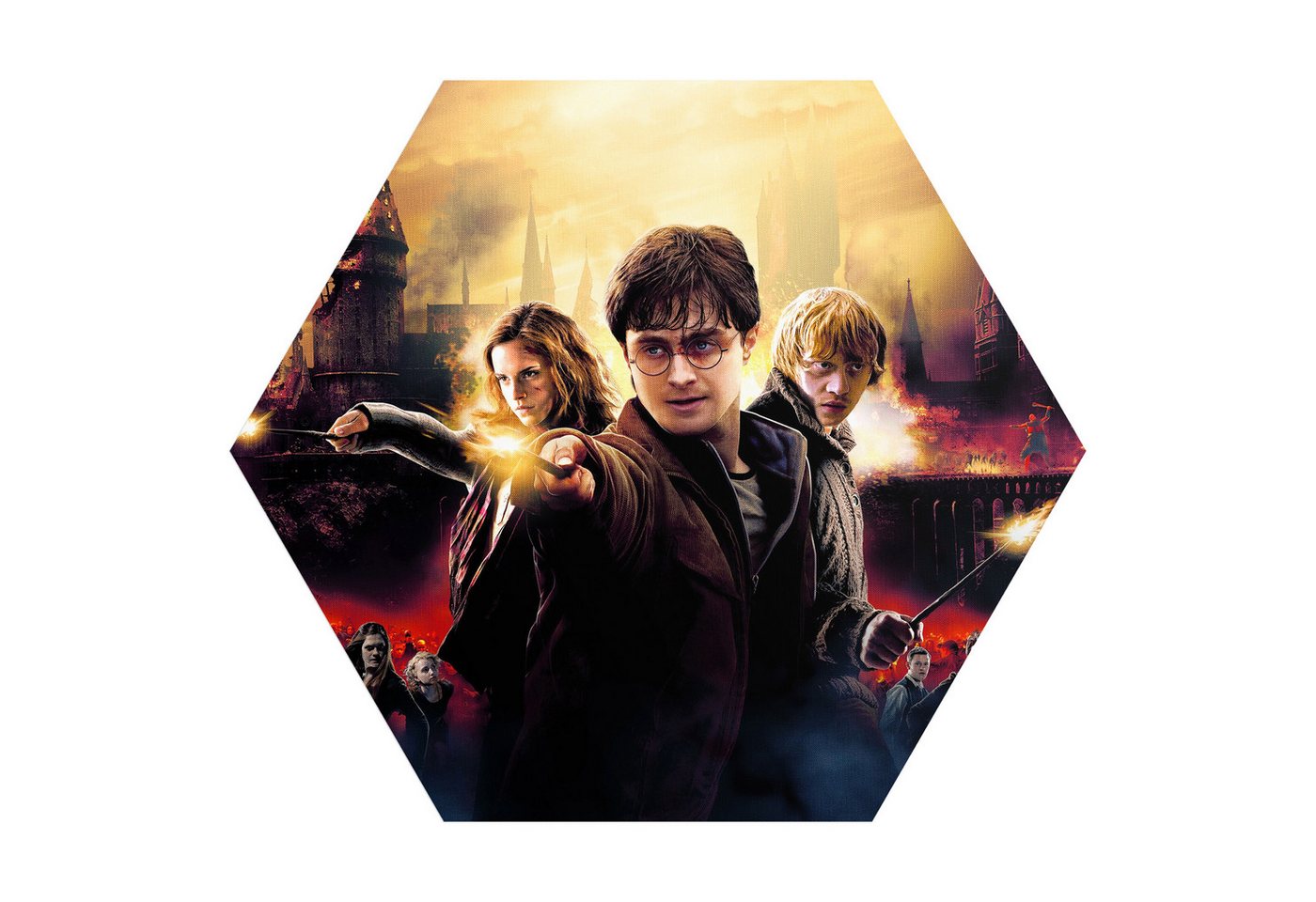 DEQORI Fototapete 'Happy Potter Collage', Sechseckig, matte Leinwandstruktur, bedruckt, (1 St), selbstklebend Wandtattoo Motiv Wandtapete Wand Sticker Bild Tapete von DEQORI