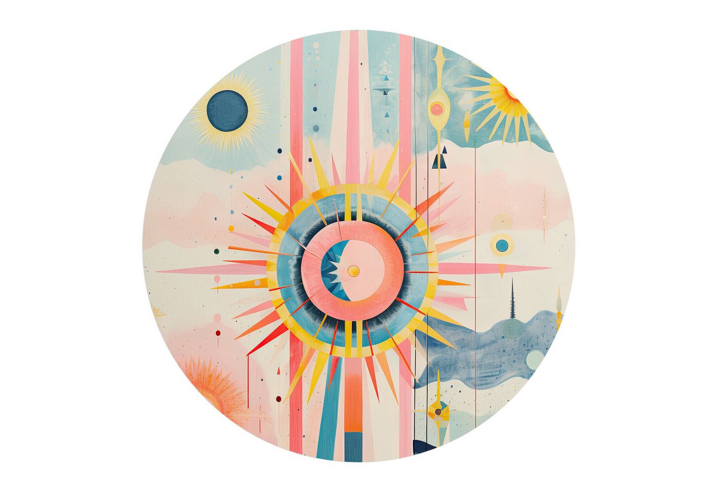 DEQORI Fototapete 'Himmlische Harmonie', Rund, matte Leinwandstruktur, bedruckt, (1 St), selbstklebend Wandtattoo Motiv Wandtapete Wand Sticker Bild Tapete von DEQORI