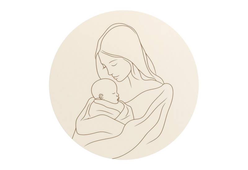 DEQORI Fototapete 'Im Herzen gehalten', Rund, matte Leinwandstruktur, bedruckt, (1 St), selbstklebend Wandtattoo Motiv Wandtapete Wand Sticker Bild Tapete von DEQORI