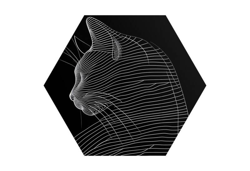DEQORI Fototapete 'Konturen der Katze', Sechseckig, matte Leinwandstruktur, bedruckt, (1 St), selbstklebend Wandtattoo Motiv Wandtapete Wand Sticker Bild Tapete von DEQORI