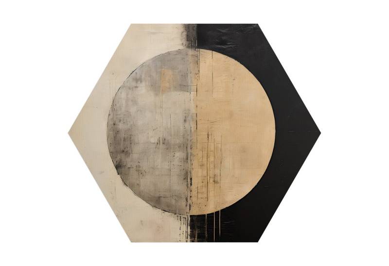 DEQORI Fototapete 'Kreis der Gegensätze', Sechseckig, matte Leinwandstruktur, bedruckt, (1 St), selbstklebend Wandtattoo Motiv Wandtapete Wand Sticker Bild Tapete von DEQORI