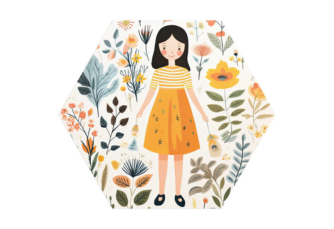 DEQORI Fototapete 'Mitten im Blumentraum', Sechseckig, matte Leinwandstruktur, bedruckt, (1 St), selbstklebend Wandtattoo Motiv Wandtapete Wand Sticker Bild Tapete von DEQORI